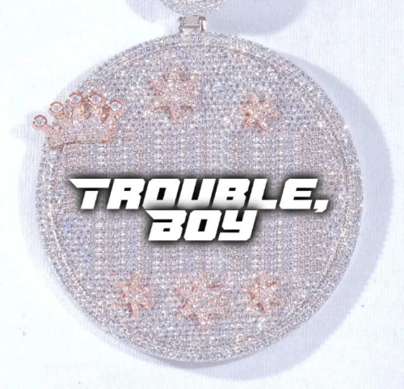 CUSTOM LETTER NECKLACE 3D BIG CROWN DISC sold by The GUU Shop