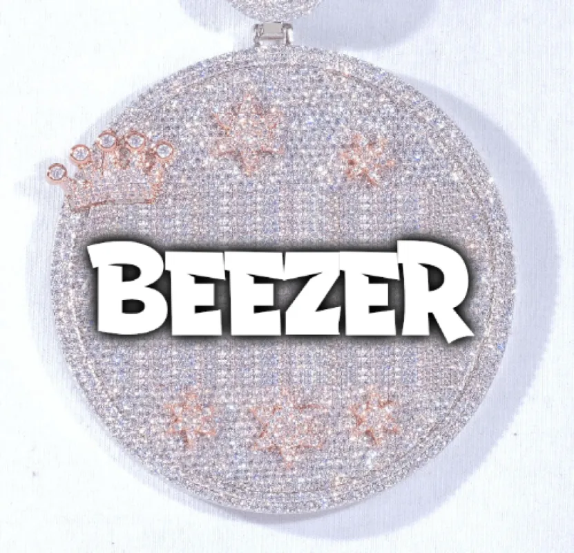 CUSTOM LETTER NECKLACE 3D BIG CROWN DISC sold by The GUU Shop