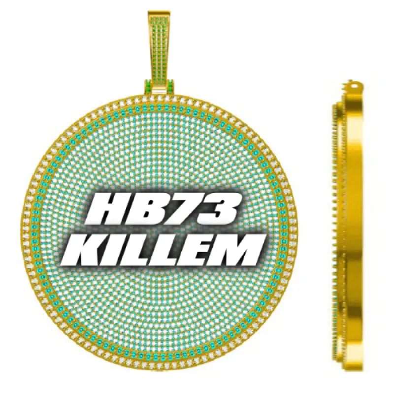 CUSTOM LETTER NECKLACE 3D BIG DISC sold by The GUU Shop