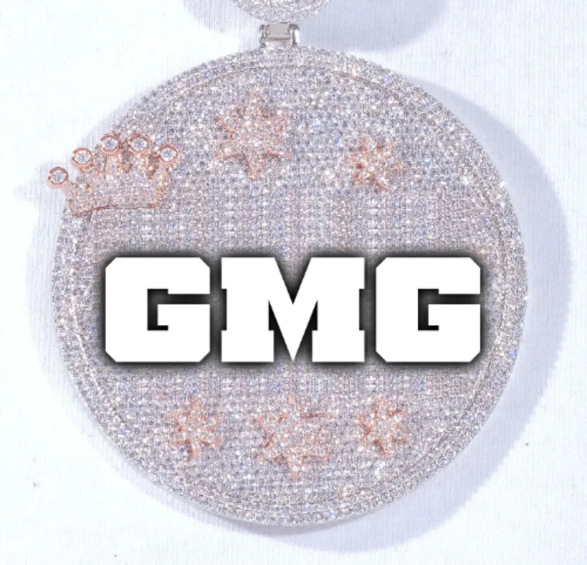 CUSTOM LETTER NECKLACE 3D BIG CROWN DISC sold by The GUU Shop