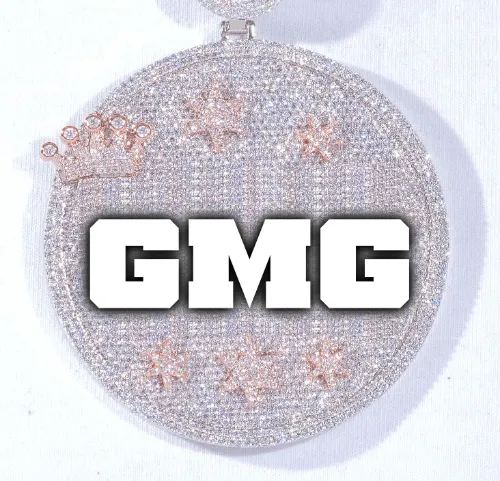 CUSTOM LETTER NECKLACE 3D BIG CROWN DISC sold by The GUU Shop