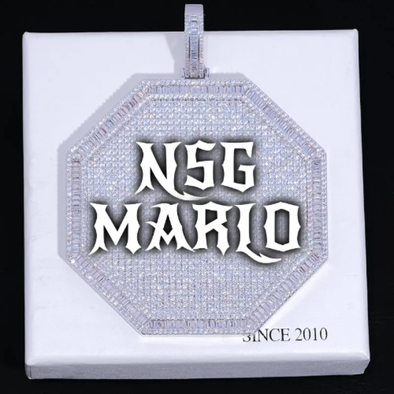 CUSTOM LETTER NECKLACE 3D BIG OCTAGON sold by The GUU Shop