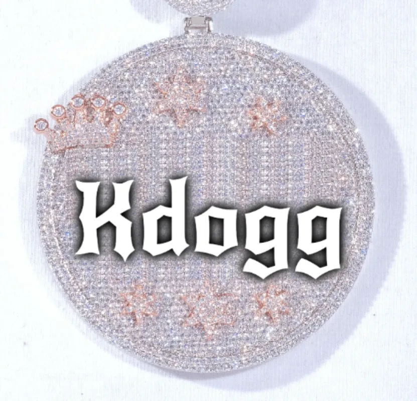 CUSTOM LETTER NECKLACE 3D BIG CROWN DISC sold by The GUU Shop