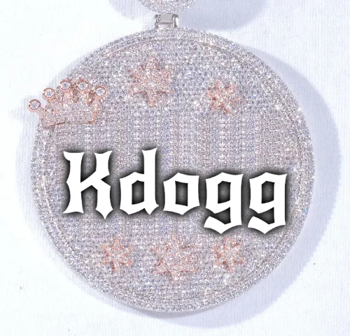 CUSTOM LETTER NECKLACE 3D BIG CROWN DISC sold by The GUU Shop