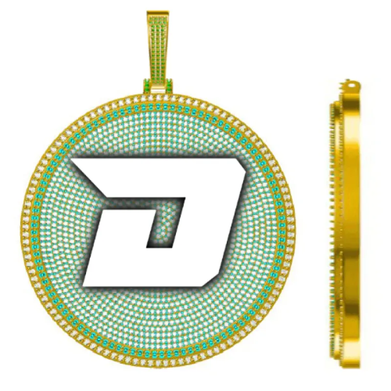 CUSTOM LETTER NECKLACE 3D BIG DISC sold by The GUU Shop