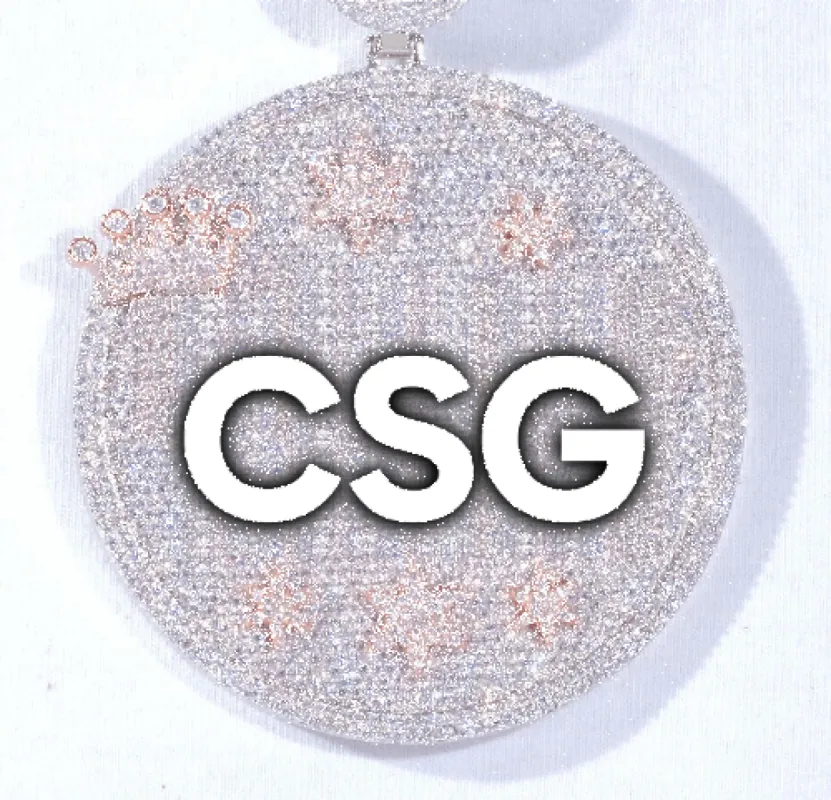 CUSTOM LETTER NECKLACE 3D BIG CROWN DISC sold by The GUU Shop