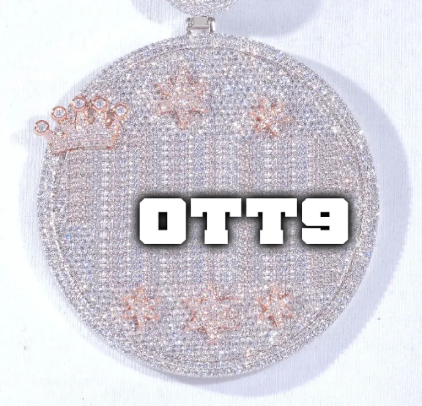 CUSTOM LETTER NECKLACE 3D BIG CROWN DISC sold by The GUU Shop