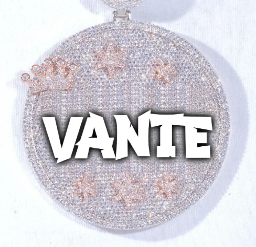 CUSTOM LETTER NECKLACE 3D BIG CROWN DISC sold by The GUU Shop