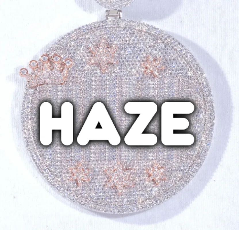 CUSTOM LETTER NECKLACE 3D BIG CROWN DISC sold by The GUU Shop