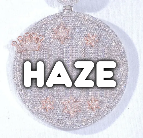 CUSTOM LETTER NECKLACE 3D BIG CROWN DISC sold by The GUU Shop