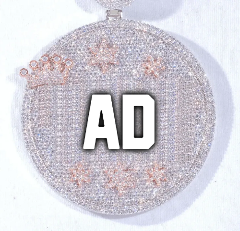 CUSTOM LETTER NECKLACE 3D BIG CROWN DISC sold by The GUU Shop