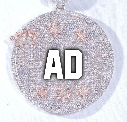 CUSTOM LETTER NECKLACE 3D BIG CROWN DISC sold by The GUU Shop