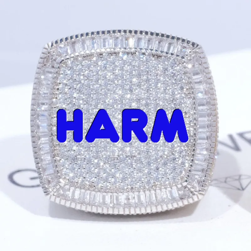 CUSTOM LETTER 3D ICED RING sold by The GUU Shop