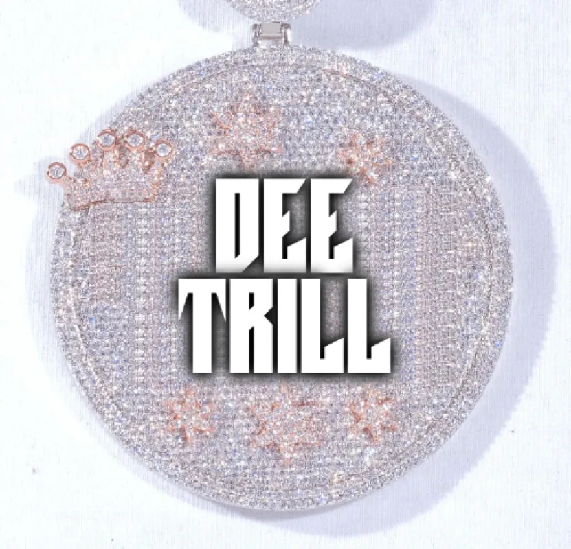 CUSTOM LETTER NECKLACE 3D BIG CROWN DISC sold by The GUU Shop