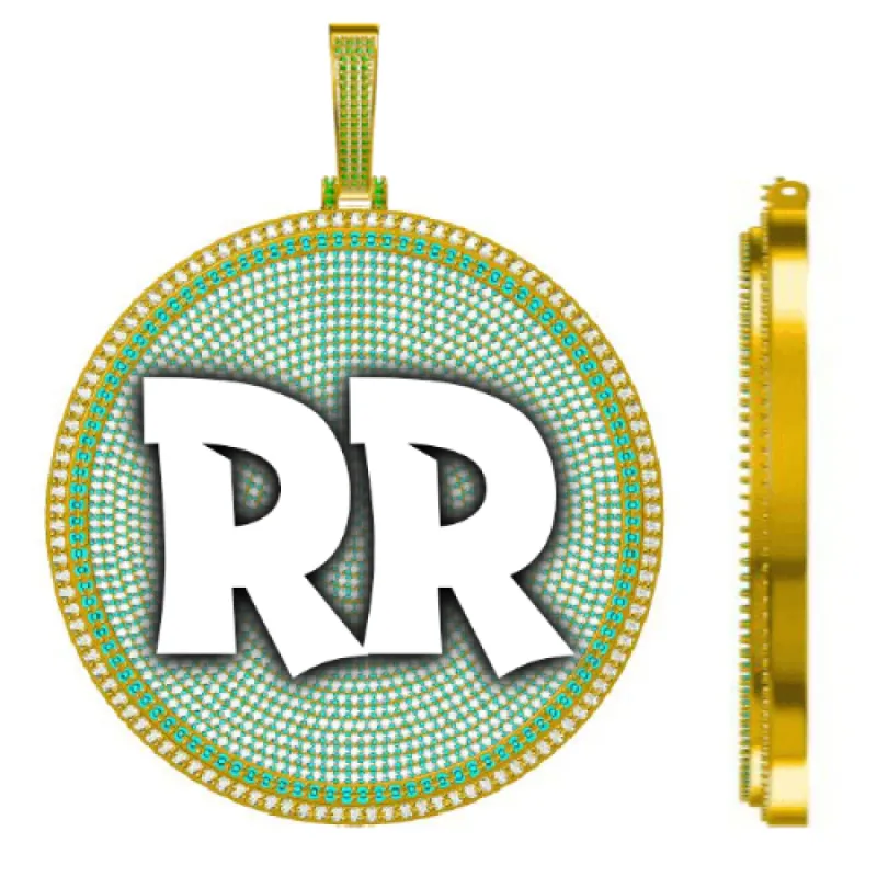 CUSTOM LETTER NECKLACE 3D BIG DISC sold by The GUU Shop