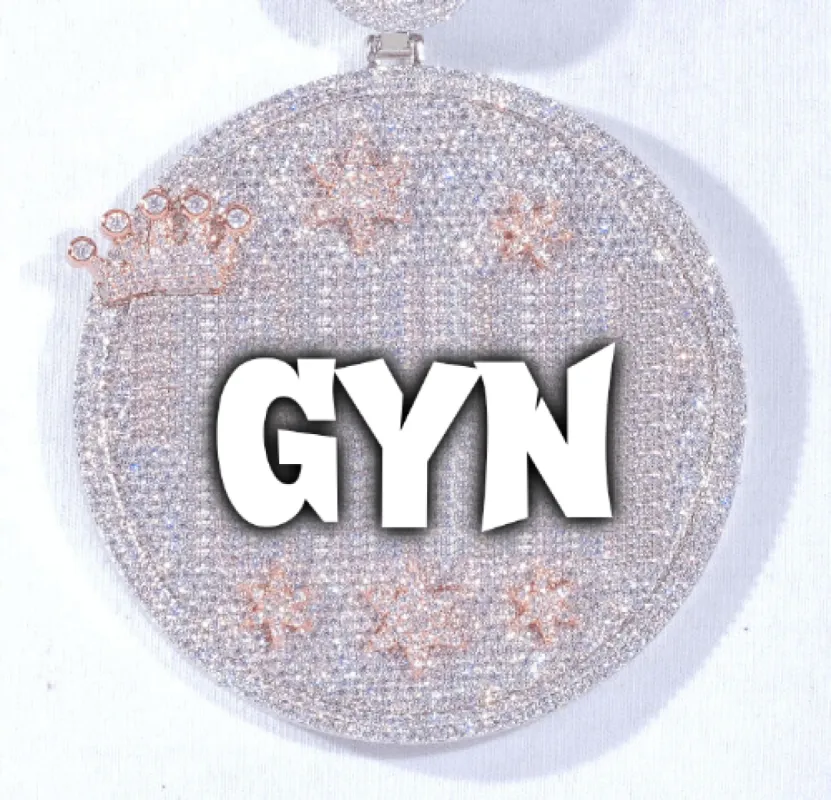 CUSTOM LETTER NECKLACE 3D BIG CROWN DISC sold by The GUU Shop