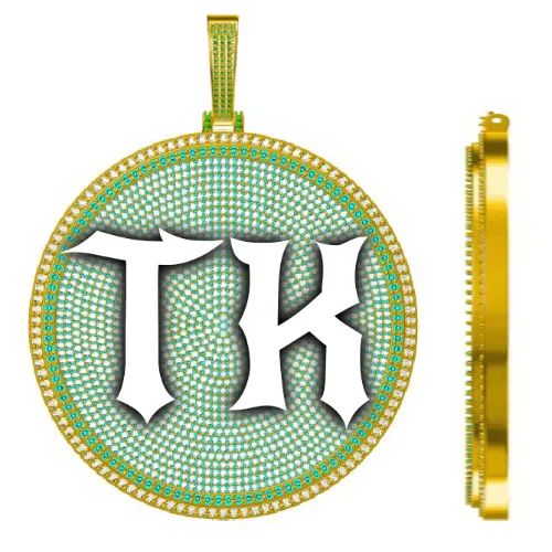 CUSTOM LETTER NECKLACE 3D BIG DISC sold by The GUU Shop