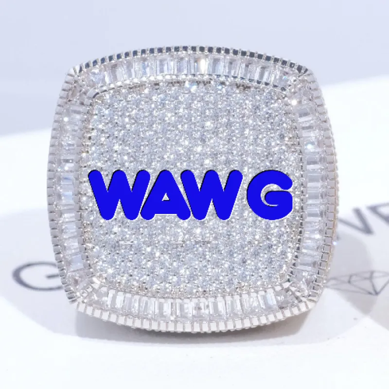 CUSTOM LETTER 3D ICED RING sold by The GUU Shop