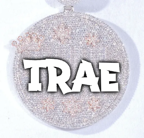 CUSTOM LETTER NECKLACE 3D BIG CROWN DISC sold by The GUU Shop