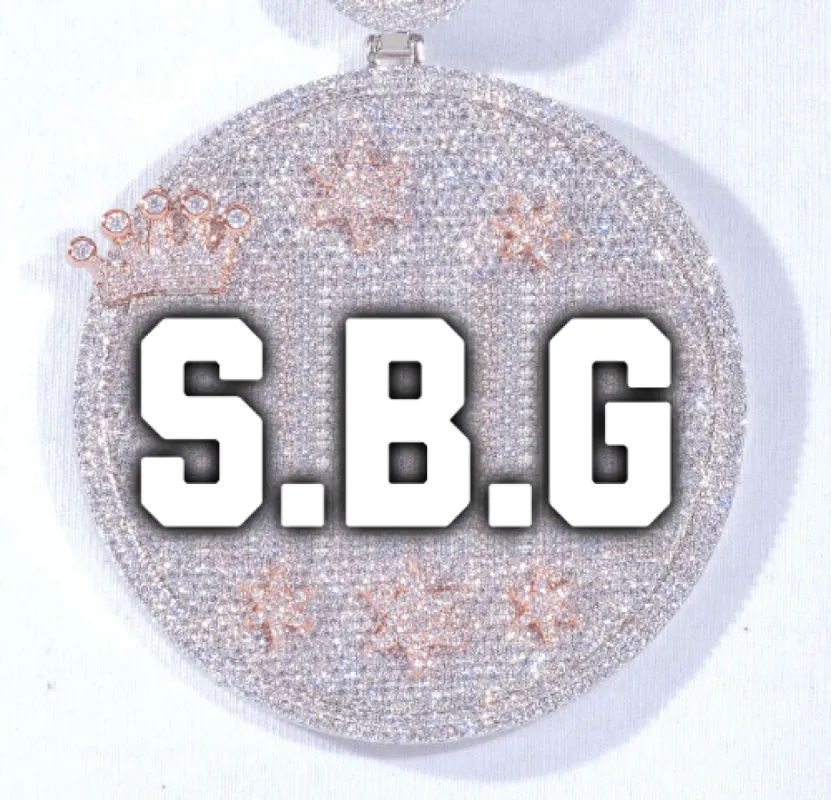 CUSTOM LETTER NECKLACE 3D BIG CROWN DISC sold by The GUU Shop