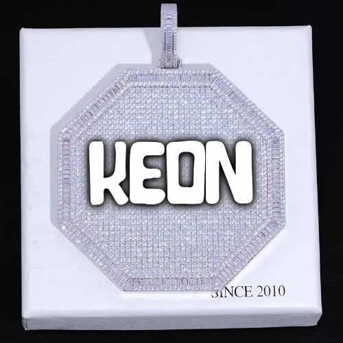 CUSTOM LETTER NECKLACE 3D BIG OCTAGON sold by The GUU Shop