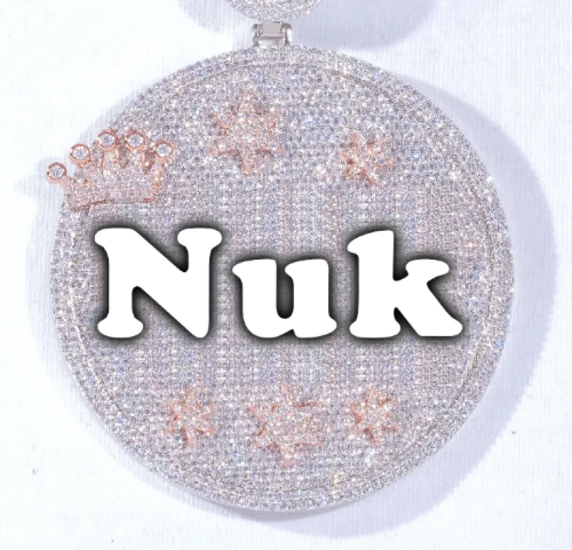 CUSTOM LETTER NECKLACE 3D BIG CROWN DISC sold by The GUU Shop