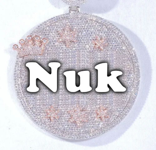 CUSTOM LETTER NECKLACE 3D BIG CROWN DISC sold by The GUU Shop