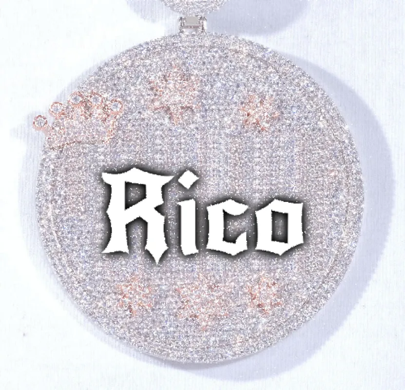 CUSTOM LETTER NECKLACE 3D BIG CROWN DISC sold by The GUU Shop