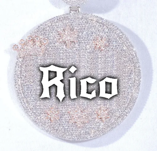 CUSTOM LETTER NECKLACE 3D BIG CROWN DISC sold by The GUU Shop