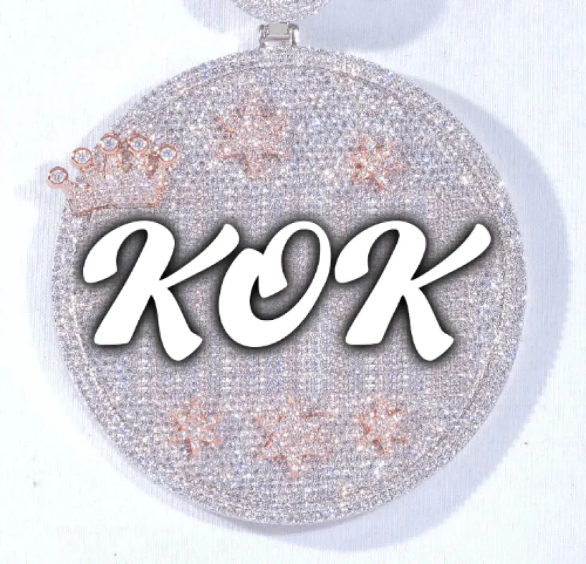 CUSTOM LETTER NECKLACE 3D BIG CROWN DISC sold by The GUU Shop