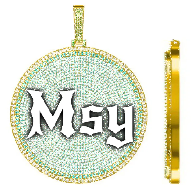 CUSTOM LETTER NECKLACE 3D BIG DISC sold by The GUU Shop