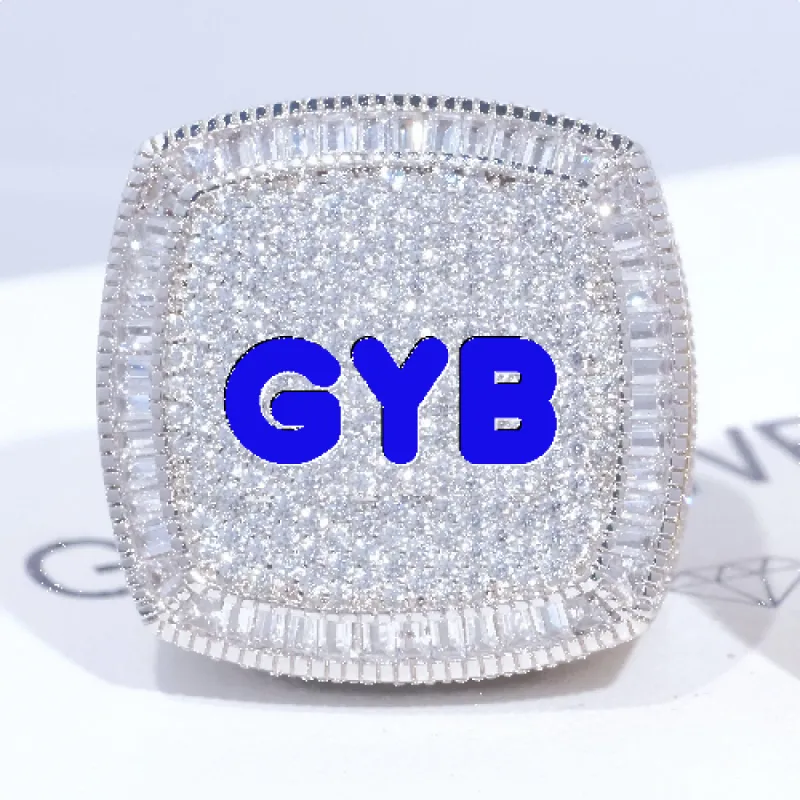 CUSTOM LETTER 3D ICED RING sold by The GUU Shop