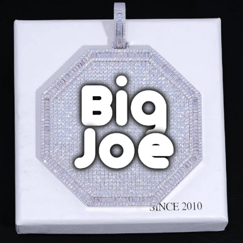 CUSTOM LETTER NECKLACE 3D BIG OCTAGON sold by The GUU Shop