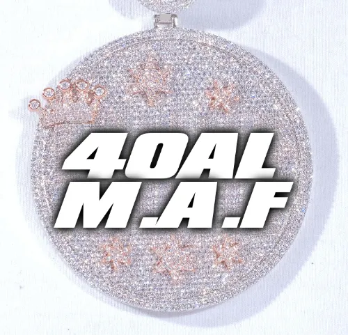 CUSTOM LETTER NECKLACE 3D BIG CROWN DISC sold by The GUU Shop