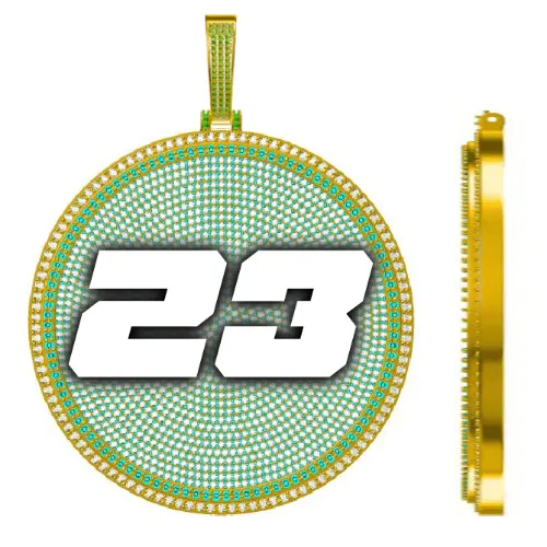 CUSTOM LETTER NECKLACE 3D BIG DISC sold by The GUU Shop