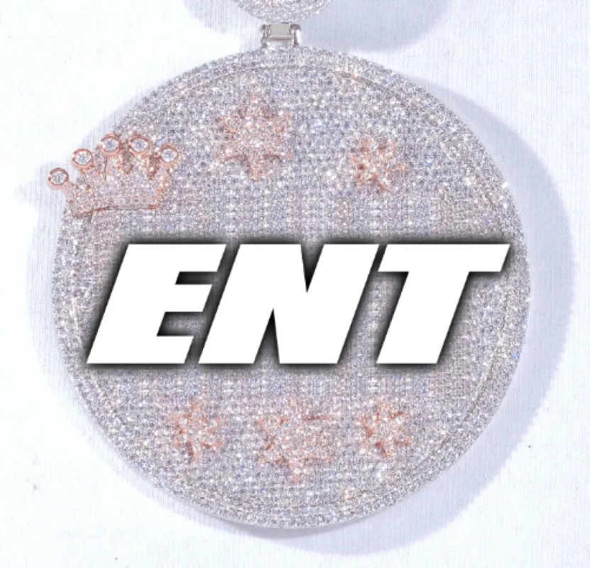 CUSTOM LETTER NECKLACE 3D BIG CROWN DISC sold by The GUU Shop