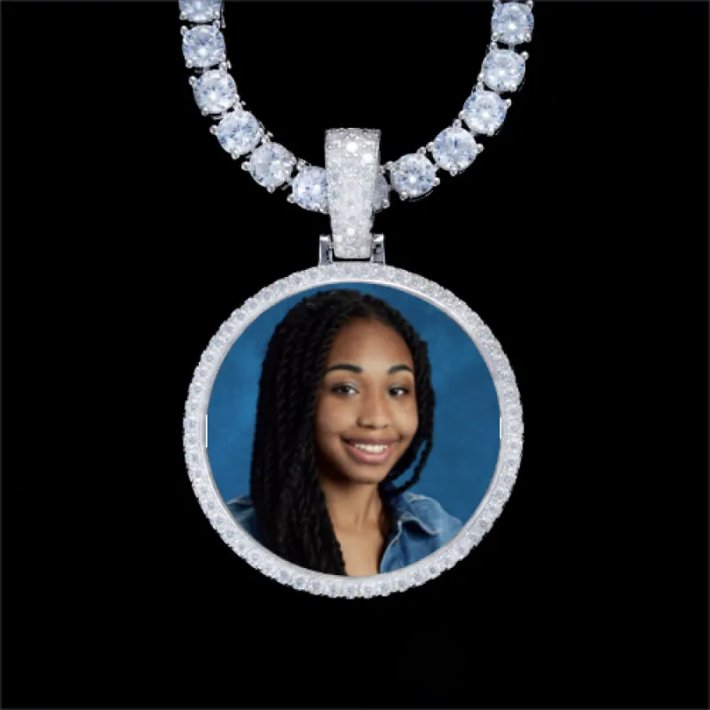 925S & VVS Moissanite 3D Circle Custom Picture Pendant sold by The GUU Shop