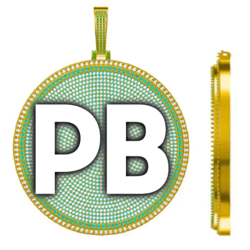 CUSTOM LETTER NECKLACE 3D BIG DISC sold by The GUU Shop