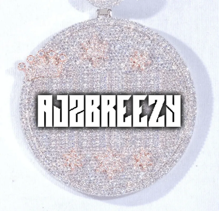 CUSTOM LETTER NECKLACE 3D BIG CROWN DISC sold by The GUU Shop