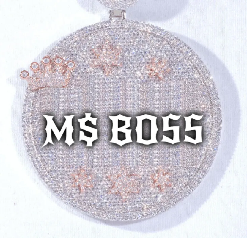 CUSTOM LETTER NECKLACE 3D BIG CROWN DISC sold by The GUU Shop