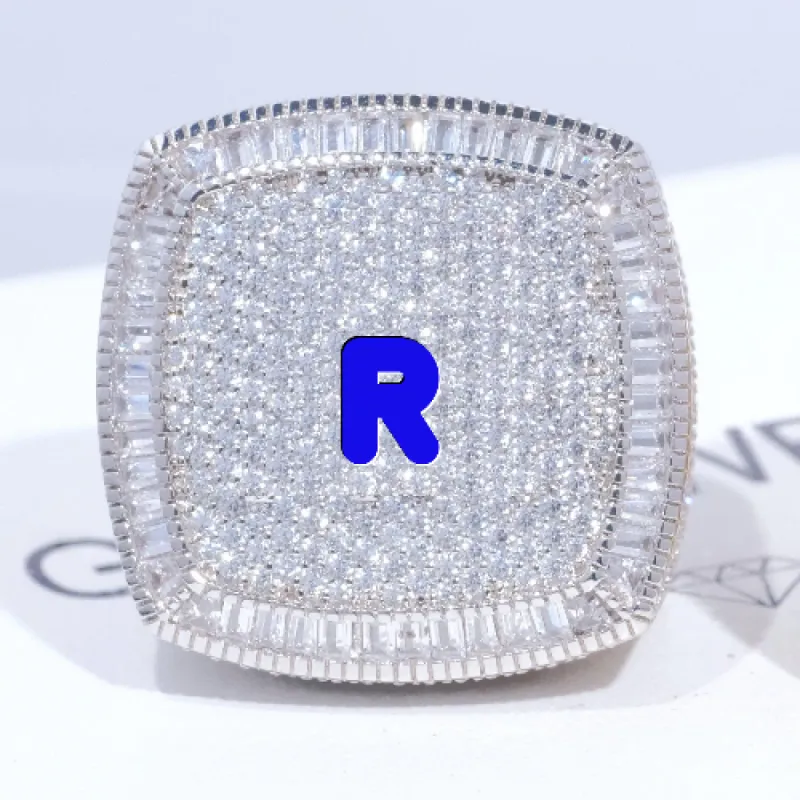 CUSTOM LETTER 3D ICED RING sold by The GUU Shop