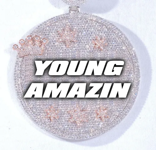 CUSTOM LETTER NECKLACE 3D BIG CROWN DISC sold by The GUU Shop