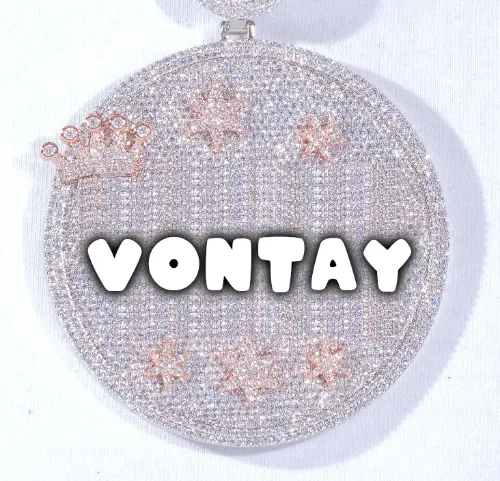 CUSTOM LETTER NECKLACE 3D BIG CROWN DISC sold by The GUU Shop