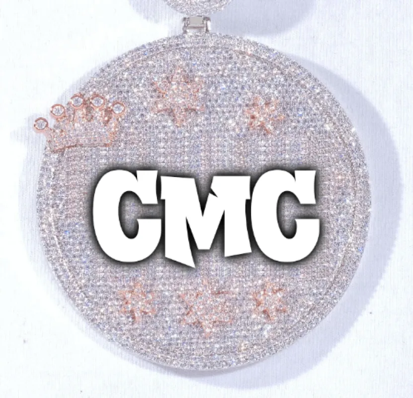 CUSTOM LETTER NECKLACE 3D BIG CROWN DISC sold by The GUU Shop