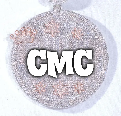 CUSTOM LETTER NECKLACE 3D BIG CROWN DISC sold by The GUU Shop