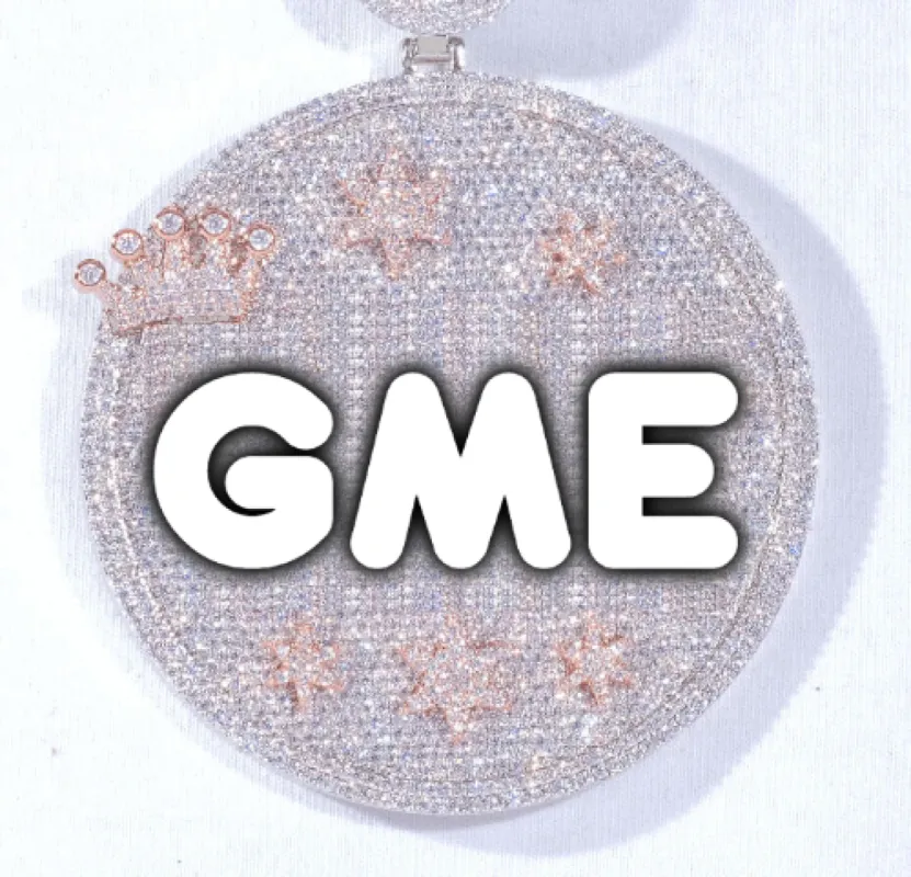 CUSTOM LETTER NECKLACE 3D BIG CROWN DISC sold by The GUU Shop