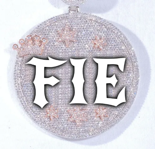 CUSTOM LETTER NECKLACE 3D BIG CROWN DISC sold by The GUU Shop