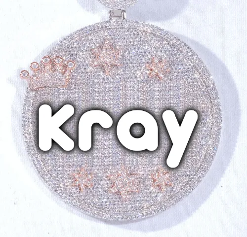 CUSTOM LETTER NECKLACE 3D BIG CROWN DISC sold by The GUU Shop