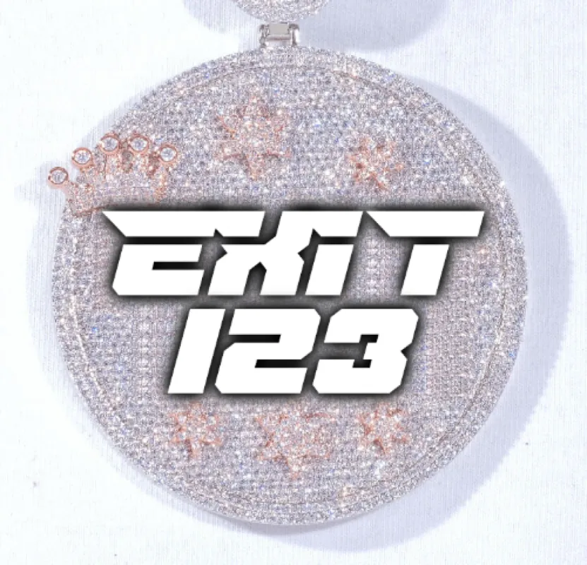 CUSTOM LETTER NECKLACE 3D BIG CROWN DISC sold by The GUU Shop