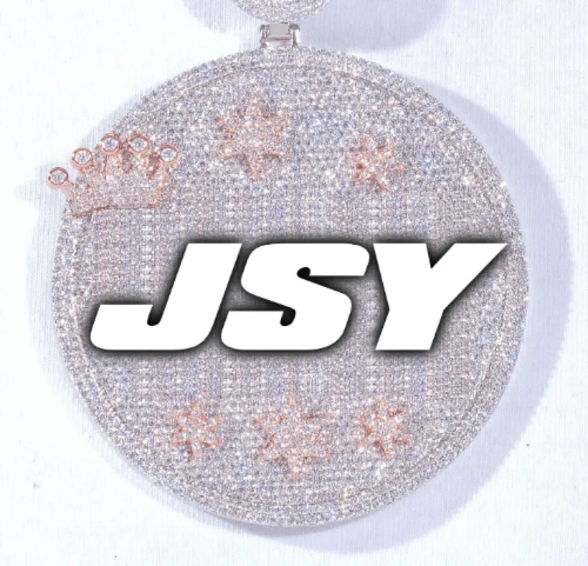 CUSTOM LETTER NECKLACE 3D BIG CROWN DISC sold by The GUU Shop